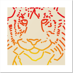 Red Tiger Animals Portrait Posters and Art